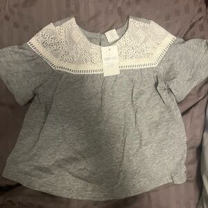 GAP Kids Gray Top with Lace Detail